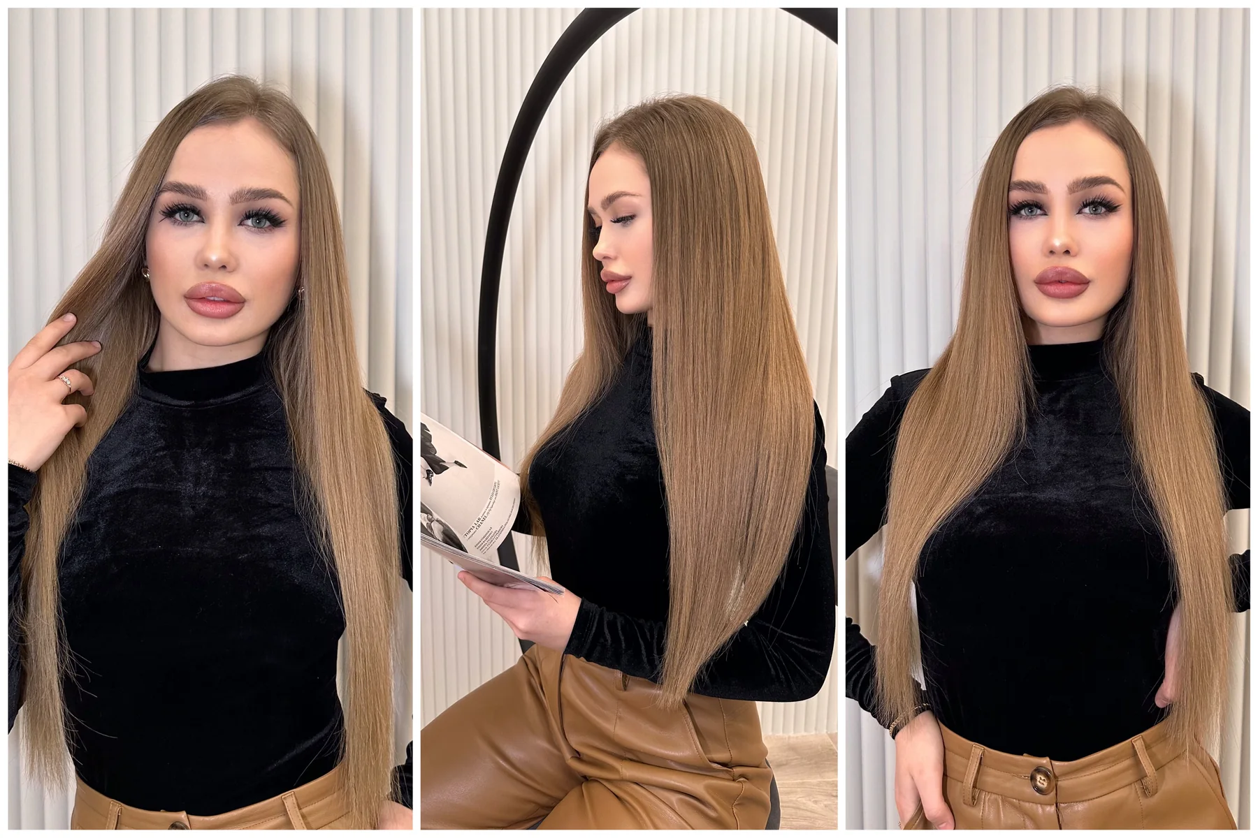 Длинные волосы с естественным переходом в работе Victoria Russo